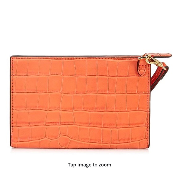 NWT Lauren Ralph Lauren Embossed Leather Small Pouch - Picture 2 of 9